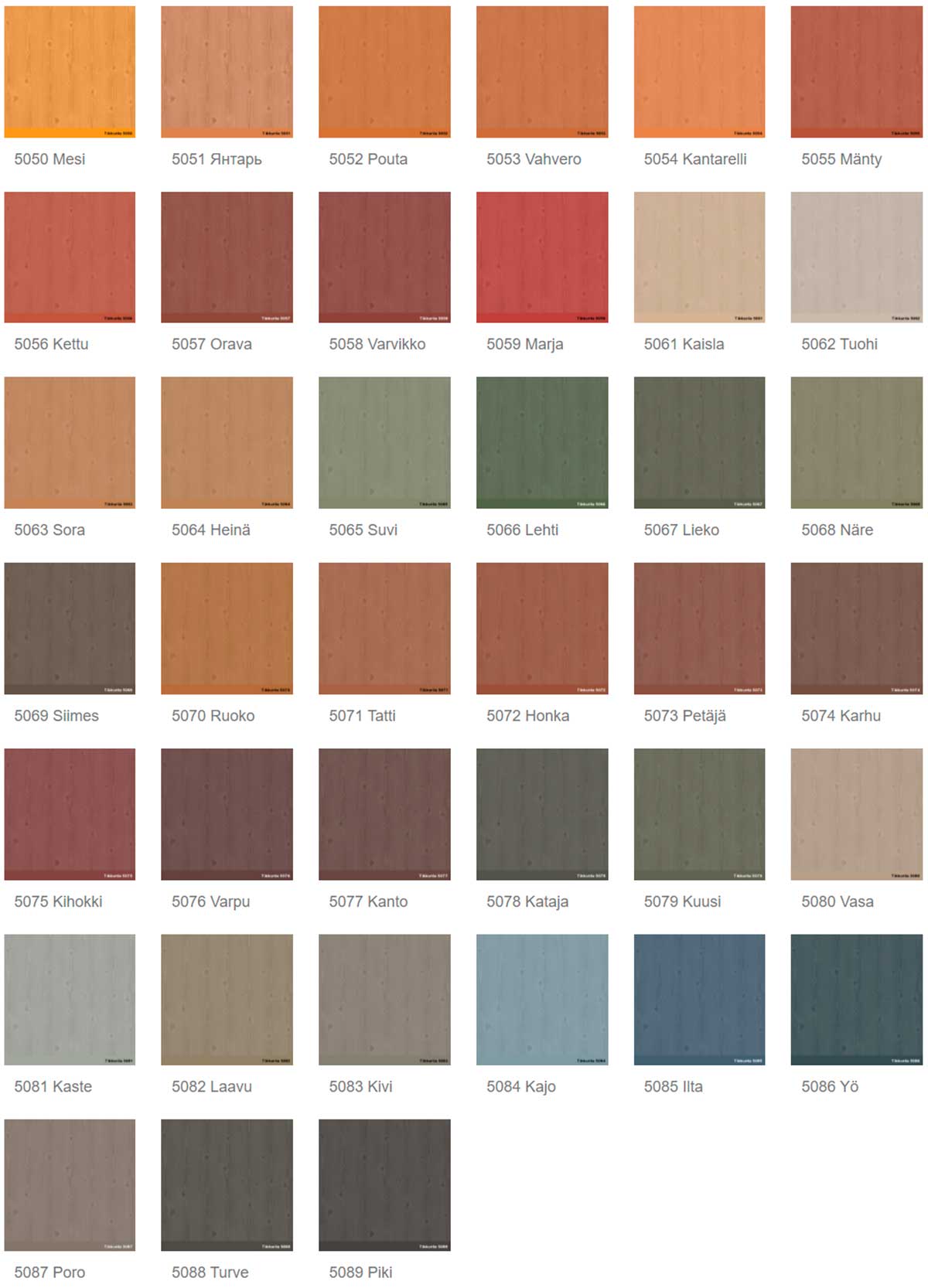 Палитра цветов фасадная лазурь Tikkurila Valtti Color